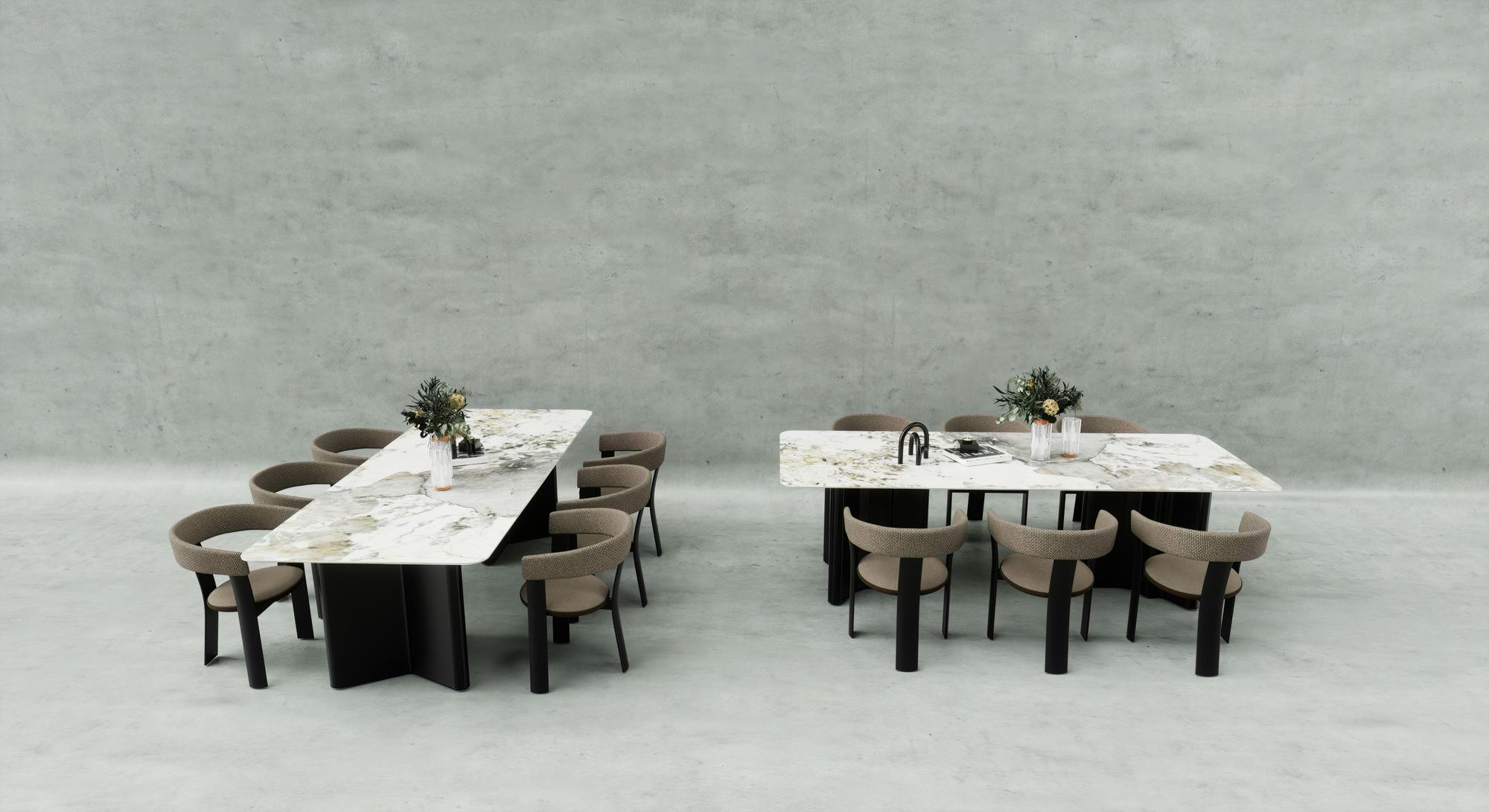 Kochstudio Eingangsbereich mit Tisch und Stühlen